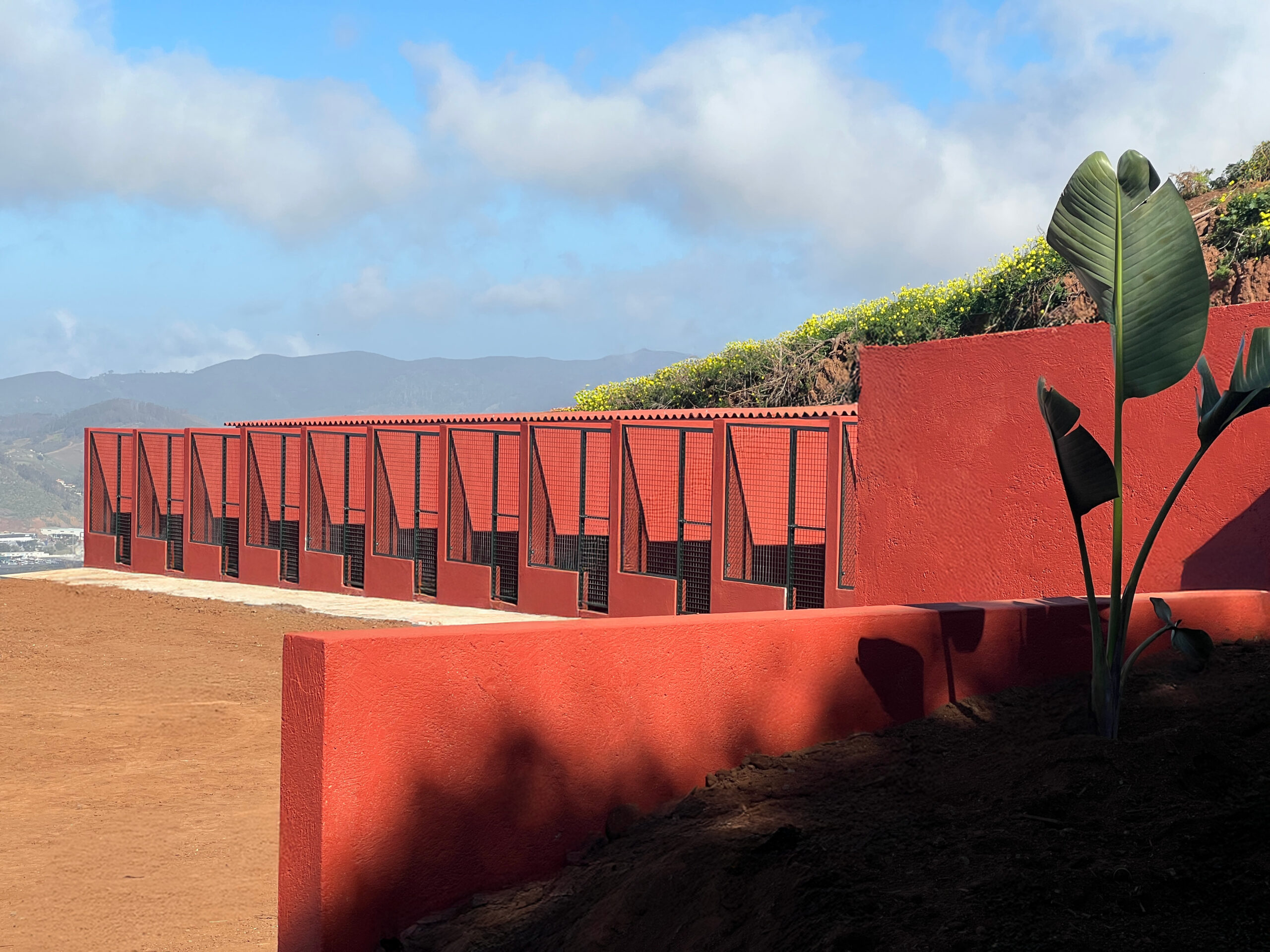 Vista lateral del hotel canino en Tenerife norte